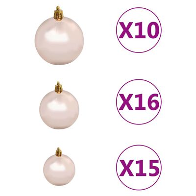 vidaXL Künstlicher Weihnachtsbaum LEDs & Kugeln Beschneit 240cm PVC PE