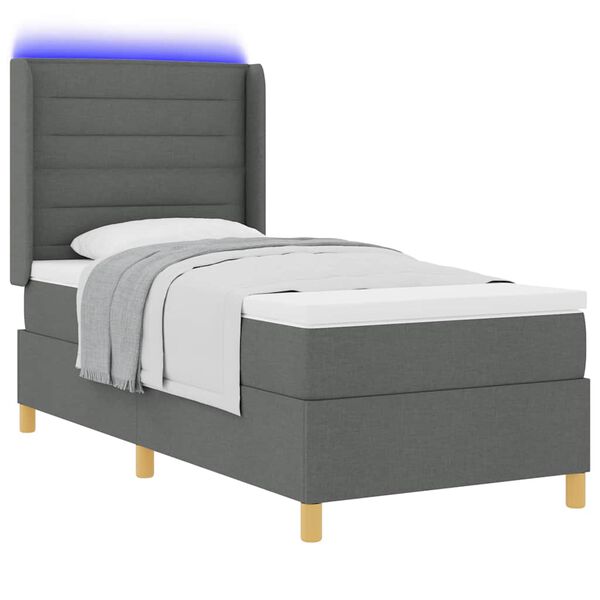 vidaXL Boxspringbett mit Matratze mit Kopfteil Grau 80 x 200 cm Stoff