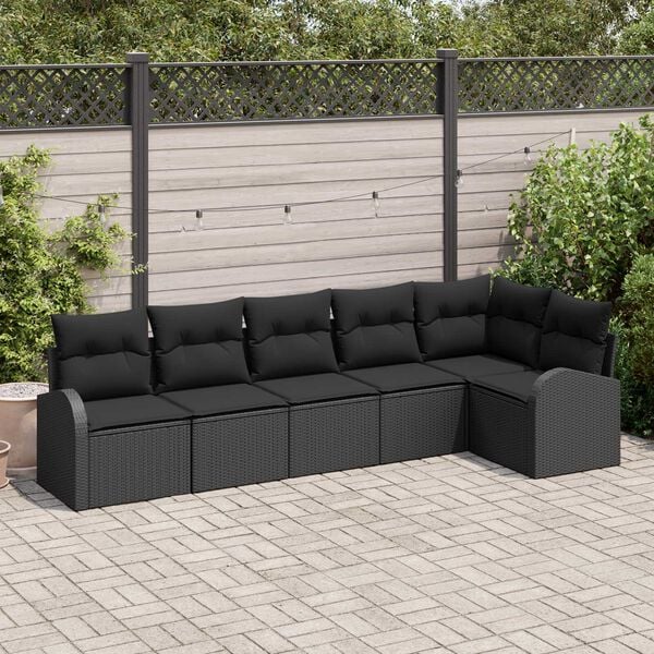 vidaXL Gartensofa-set Schwarz Poly-Rattan