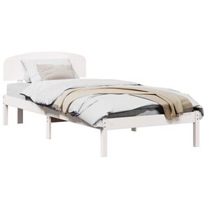 vidaXL Bettrahmen mit Kopfteil Wei&szlig; 80 x 200 cm Massives Kiefernholz