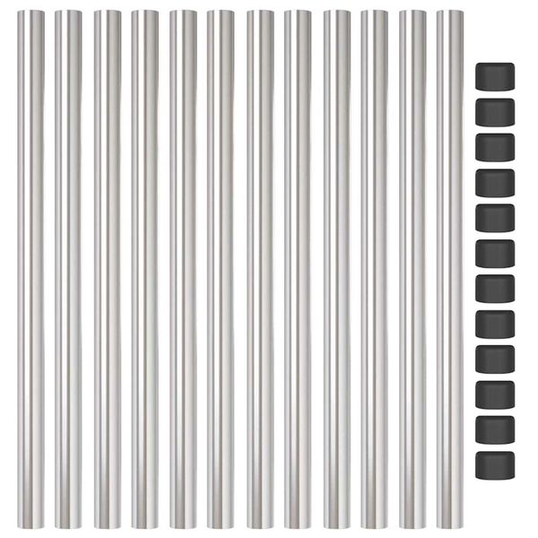vidaXL Zaunpfosten 12 pcs Silber 60 cm Pulverbeschichteter Stahl