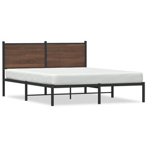 vidaXL Metallbett ohne Matratze Braun Eichen-Optik 150x200 cm