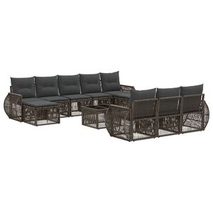 vidaXL Gartensofa-set 11 stk. Grau und Dunkelgrau Poly-Rattan