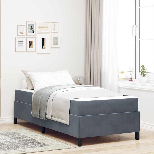vidaXL Bettrahmen mit Matratze Dunkelgrau 90 x 190 cm Stoff