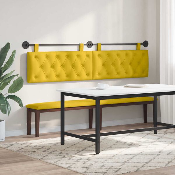 vidaXL H&auml;ngevorderseite Wandmontiert Gelb 210 x 55 x 7 cm Samt
