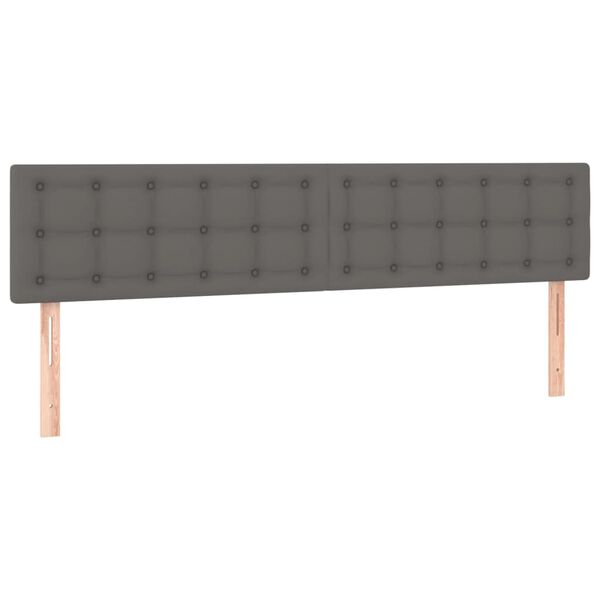 vidaXL LED Kopfteil Grau 180x5x78/88 cm Kunstleder