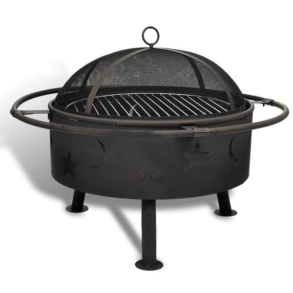 vidaXL Feuerskala Mond Schwarz 82 x 82 x 64 cm Stahl