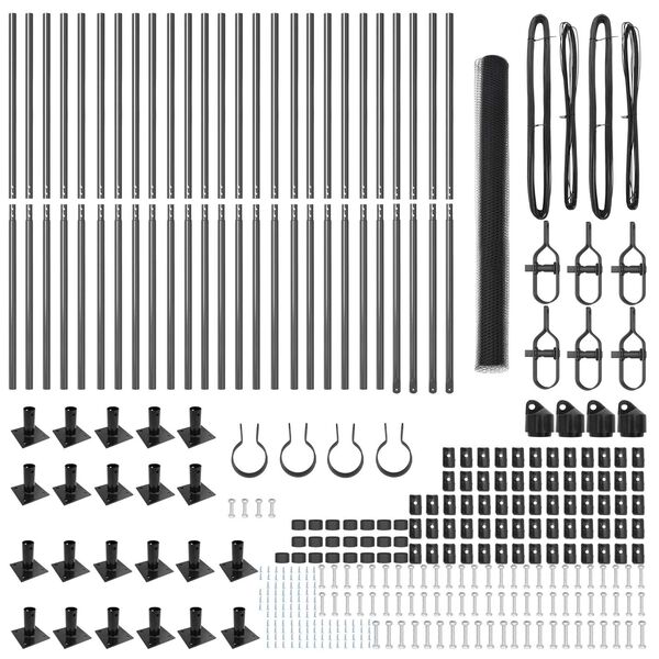 vidaXL Zaunpfosten Grau 50 x 1,5 m (13 mm Maschen) Stahl und PVC
