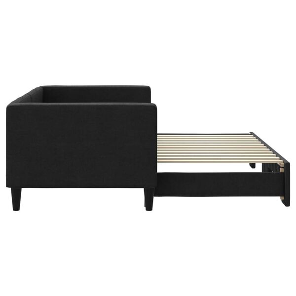 vidaXL Tagesbett Ausziehbar Schwarz 80x200 cm Stoff