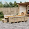 vidaXL 15-tlg. Garten-Essgruppe mit Kissen Beige Poly Rattan