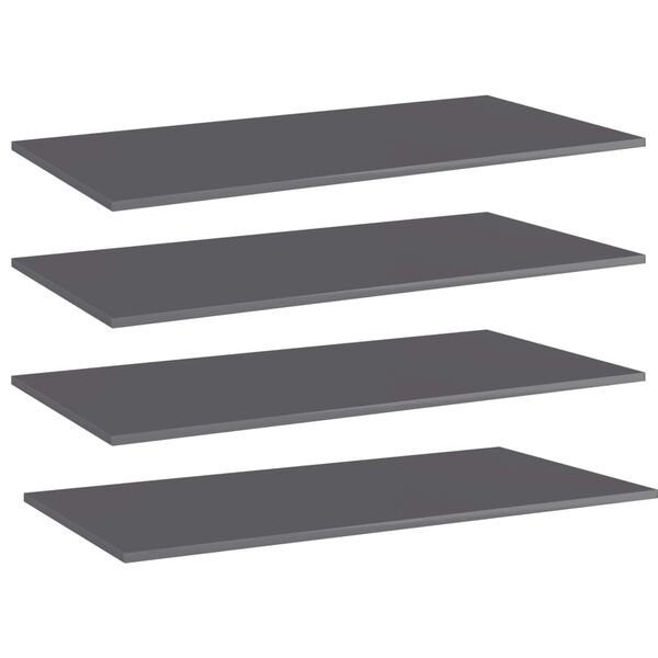 vidaXL B&uuml;cherregal-Bretter 4 Stk. Hochglanz-Grau 100x50x1,5 cm