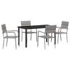 vidaXL Garten Essgruppe mit Kissen 5 pcs Grau Poly-Rattan