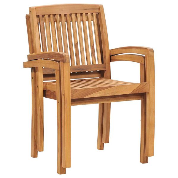 vidaXL Gartenst&uuml;hle 2 Stk. mit Roten Kissen Massivholz Teak