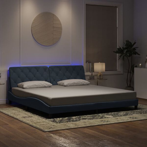 vidaXL Bettgestell mit LED ohne Matratze Dunkelgrau 200x200 cm Samt