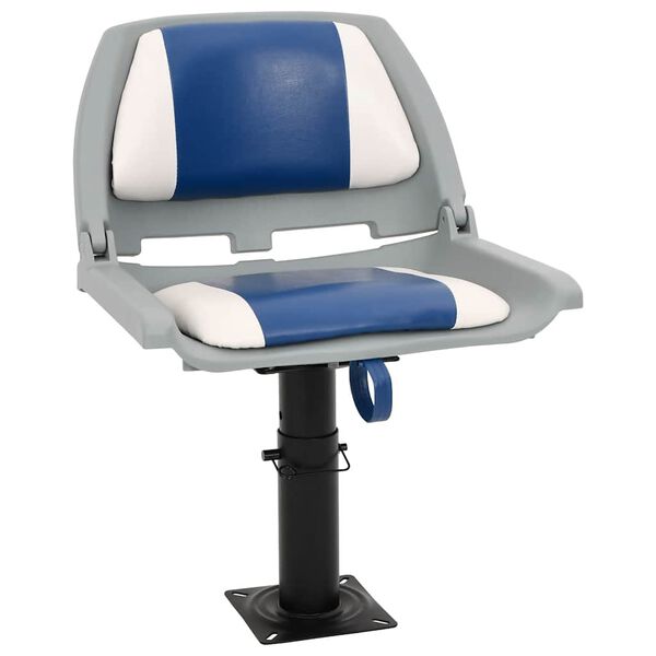 vidaXL 2-tlg. Bootssitz-Set Klappbar Blau und Wei&szlig; 48x51x41 cm