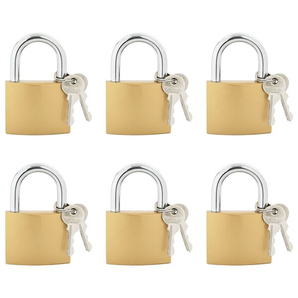 vidaXL U Schloss mit Schl&uuml;sseln 6 pcs Messing Eisen