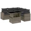 vidaXL 6-tlg. Garten-Sofagarnitur mit Kissen Grau Poly Rattan