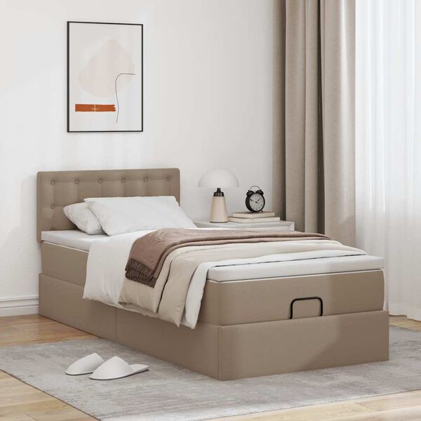 vidaXL Ottoman-Bett mit Matratze Cappuccino-Braun 90x200 cm Kunstleder