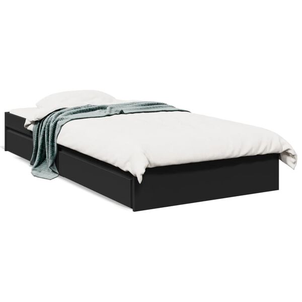 vidaXL Bettgestell mit Schubladen Schwarz 90x190 cm Holzwerkstoff