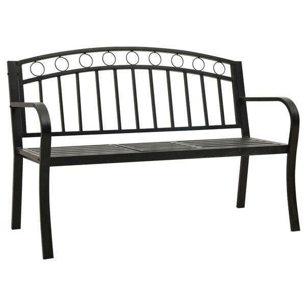 vidaXL Gartenbank mit Tisch Schwarz 120 cm Stahl