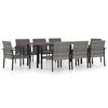 vidaXL 9-tlg. Garten-Essgruppe Poly Rattan Grau