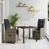 vidaXL Garten Essgruppe mit Kissen 3 pcs Grau Poly Rattan