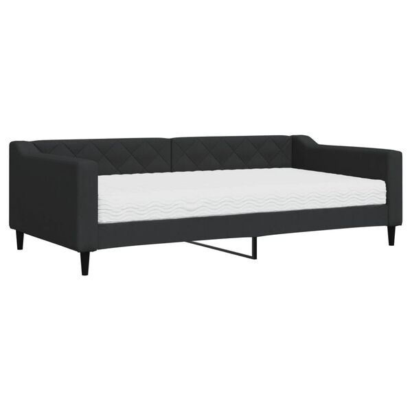 vidaXL Tagesbett mit Matratze Schwarz 100x200 cm Stoff