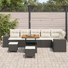vidaXL Gartensofa-set mit Kissen 9 pcs Schwarz Poly-Rattan
