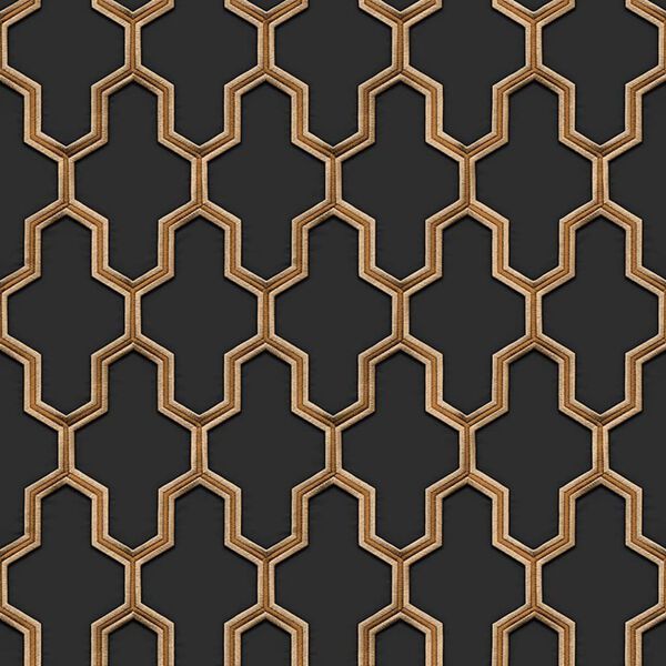 DUTCH WALLCOVERINGS Tapete Geometric Schwarz und Golden