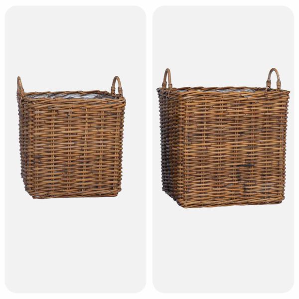 vidaXL Pflanzer Korb mit Speicher 2 pcs Braun Lacak Rattan