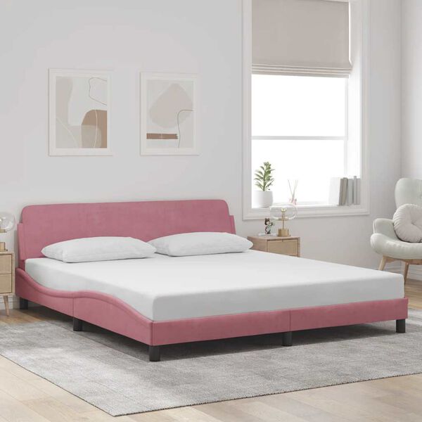 vidaXL Bettgestell mit Kopfteil "Dover" Rosa 180x200 cm Samt
