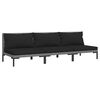 vidaXL Gartensofas 3 Stk. mit Kissen Halbrundes Poly Rattan