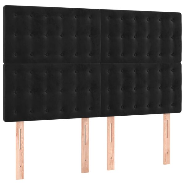 vidaXL LED Kopfteil Schwarz 144x5x118/128 cm Samt