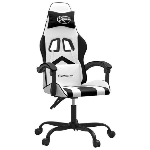 vidaXL Gaming-Stuhl Drehbar Wei&szlig; und Schwarz Kunstleder