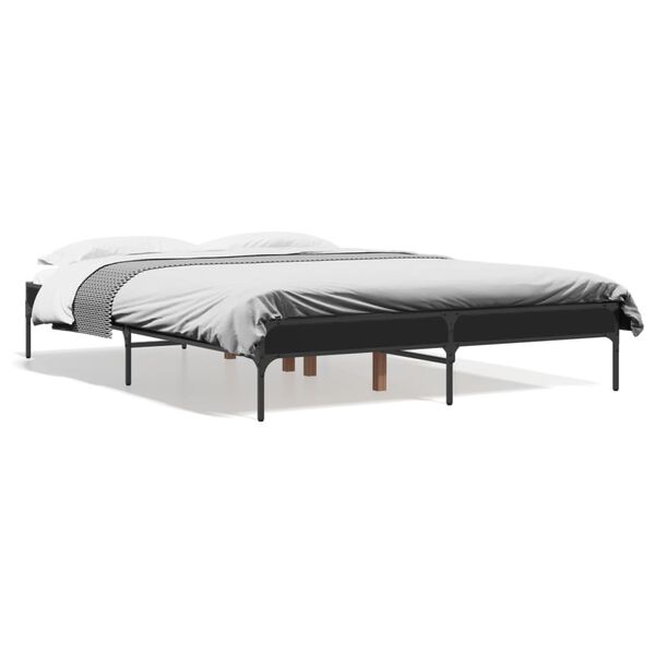 vidaXL Bettgestell Schwarz 140x190 cm Holzwerkstoff und Metall
