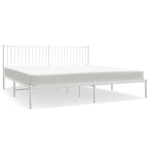 vidaXL Bettgestell mit Kopfteil Metall Wei&szlig; 193x203 cm