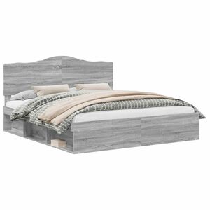 vidaXL Bettrahmen Sonoma-Grau 200 x 200 cm Massives Kiefernholz
