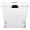 vidaXL Aufbewahrungsboxen mit Rollen & Deckel 2 Stk. Transparent 100 L