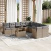 vidaXL 11-tlg. Garten-Sofagarnitur mit Kissen Beige Poly Rattan