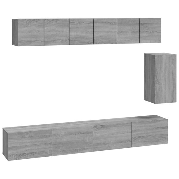 vidaXL 6-tlg. TV-Schrank-Set Grau Sonoma Holzwerkstoff