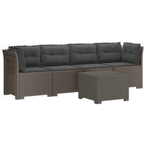 vidaXL 4-Sitzer Gartensofa mit Kissen Rattan Look PP Hellgrau