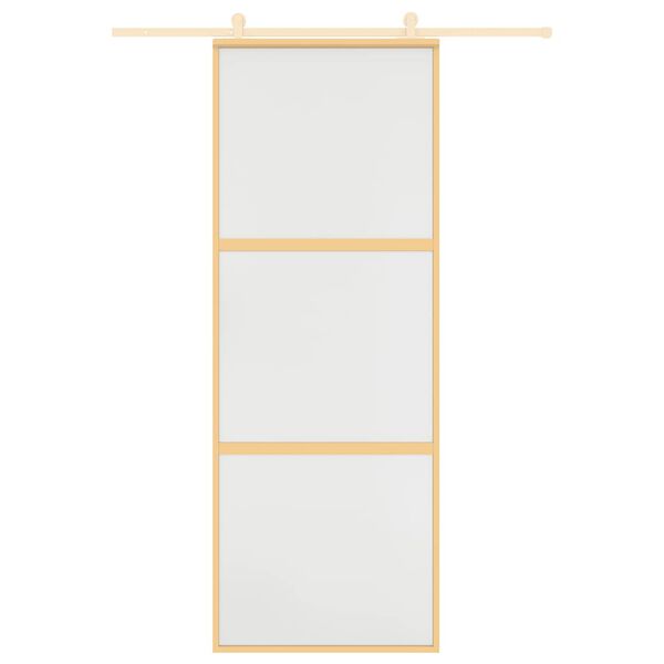 vidaXL Schiebetür Golden 76x205 cm Matt ESG-Glas und Aluminium