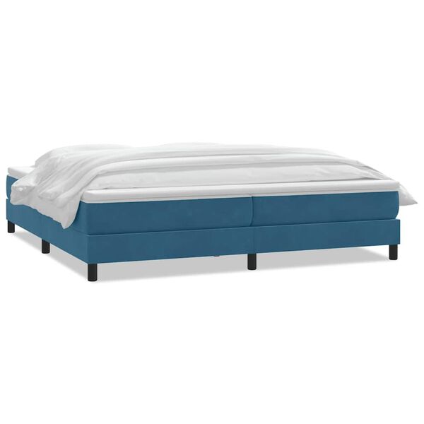 vidaXL Boxspringbett mit Matratze Dunkelblau 180x220 cm Samt