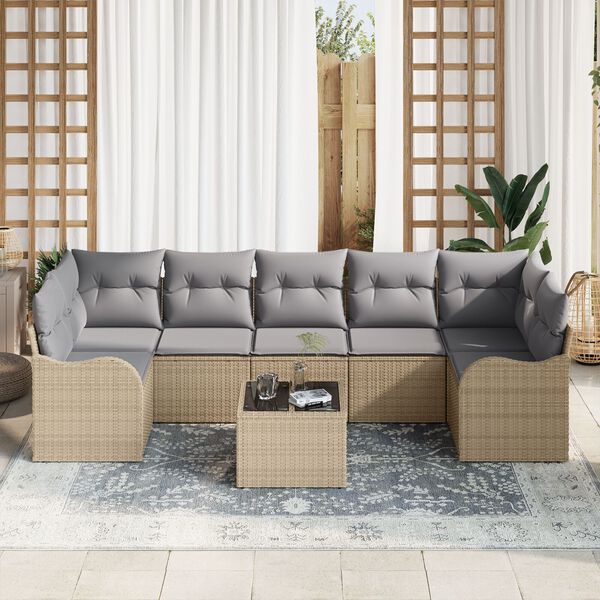 vidaXL Gartensofa-set Beige 55 x 55 x 37 cm Poly-Rattan