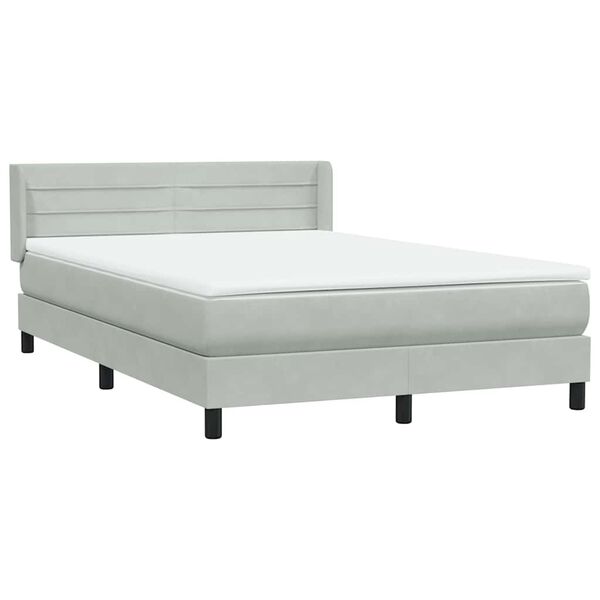 vidaXL Boxspringbett mit Matratze Hellgrau 160x220 cm Samt