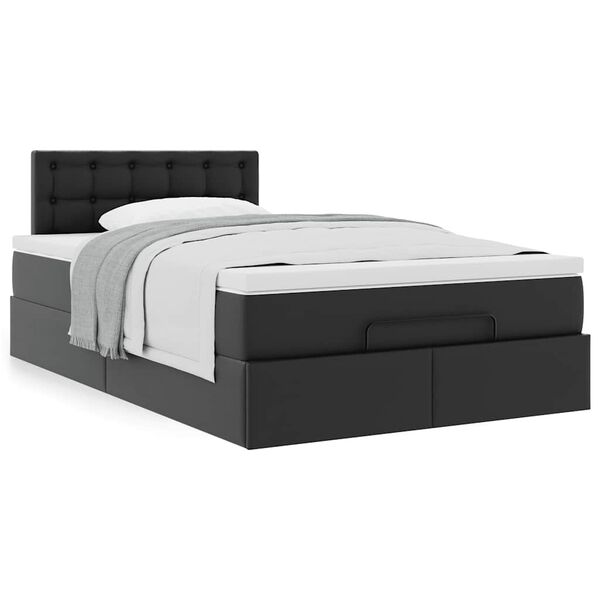 vidaXL Ottoman-Bett mit Matratze Schwarz 120x200 cm Kunstleder