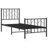 vidaXL Bettgestell mit Kopf- und Fu&szlig;teil Metall Schwarz 75x190 cm
