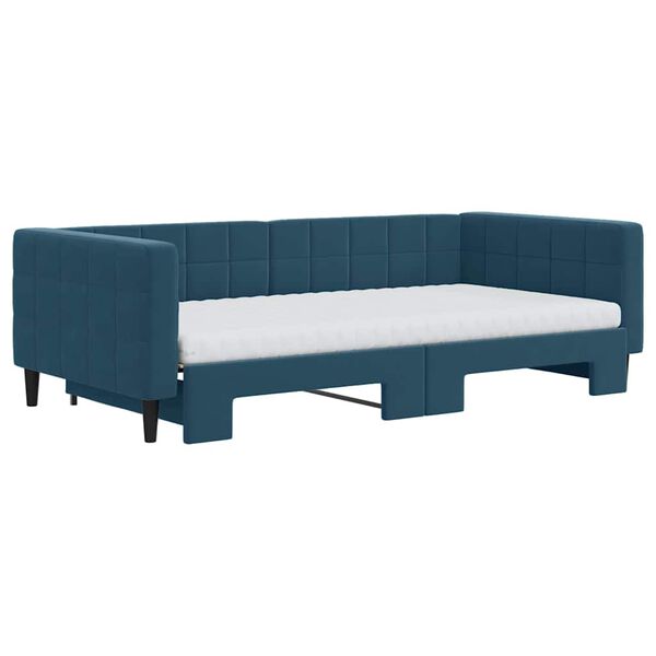 vidaXL Tagesbett Ausziehbar mit Matratzen Blau 100x200 cm Samt