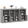 vidaXL Sideboard mit LED-Leuchten Grau Sonoma 202x37x100 cm