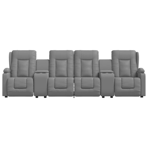 vidaXL 4-Sitzer Massagesessel mit Getränkehalter Grau Kunstleder